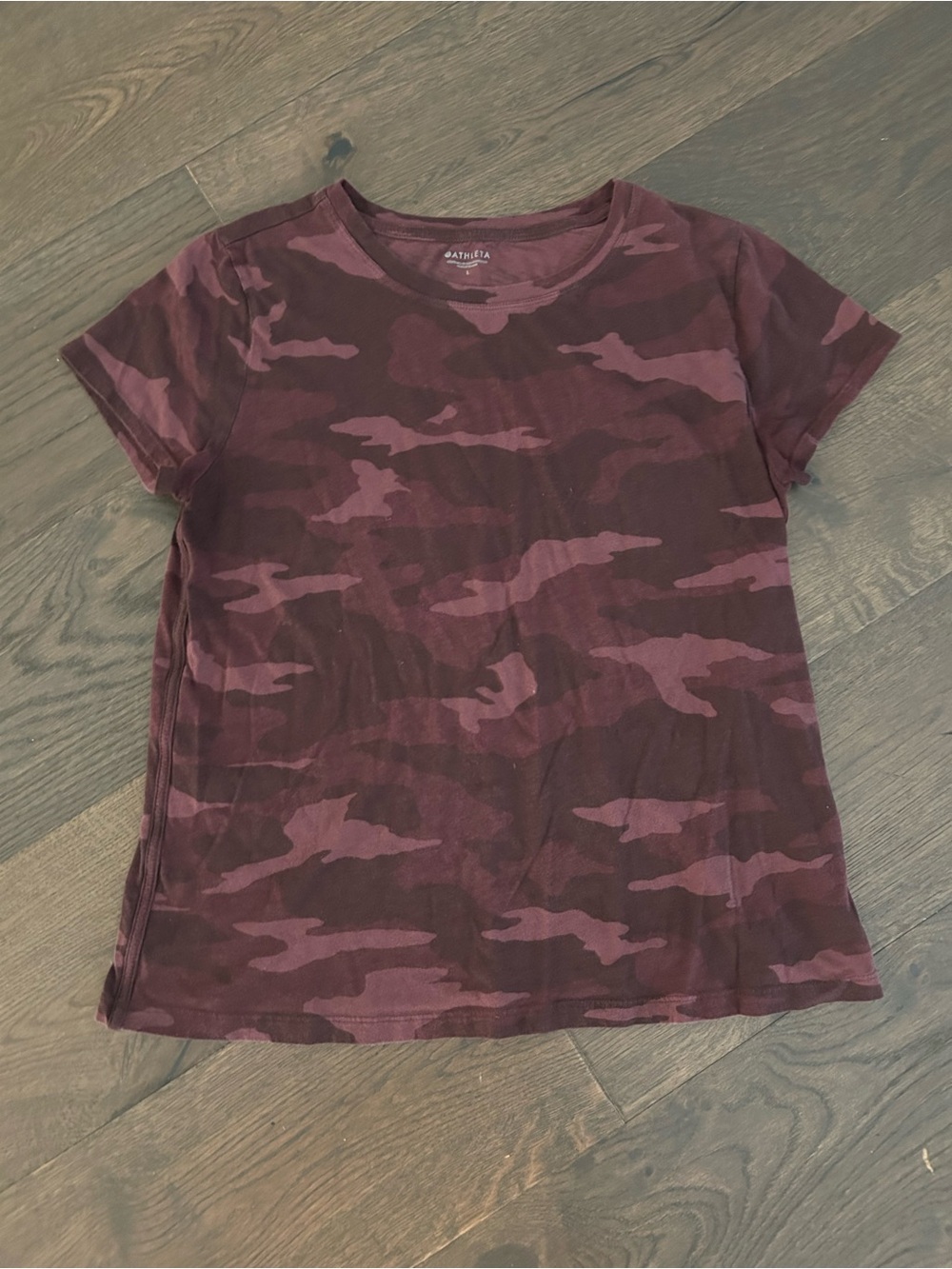 Athleta Women’s Maroon Camo Crew Neck Cotton Tee Large